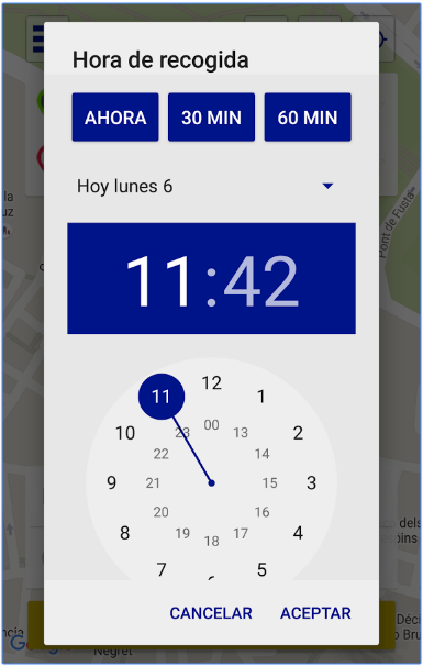 app para pedir taxi en valencia reloj